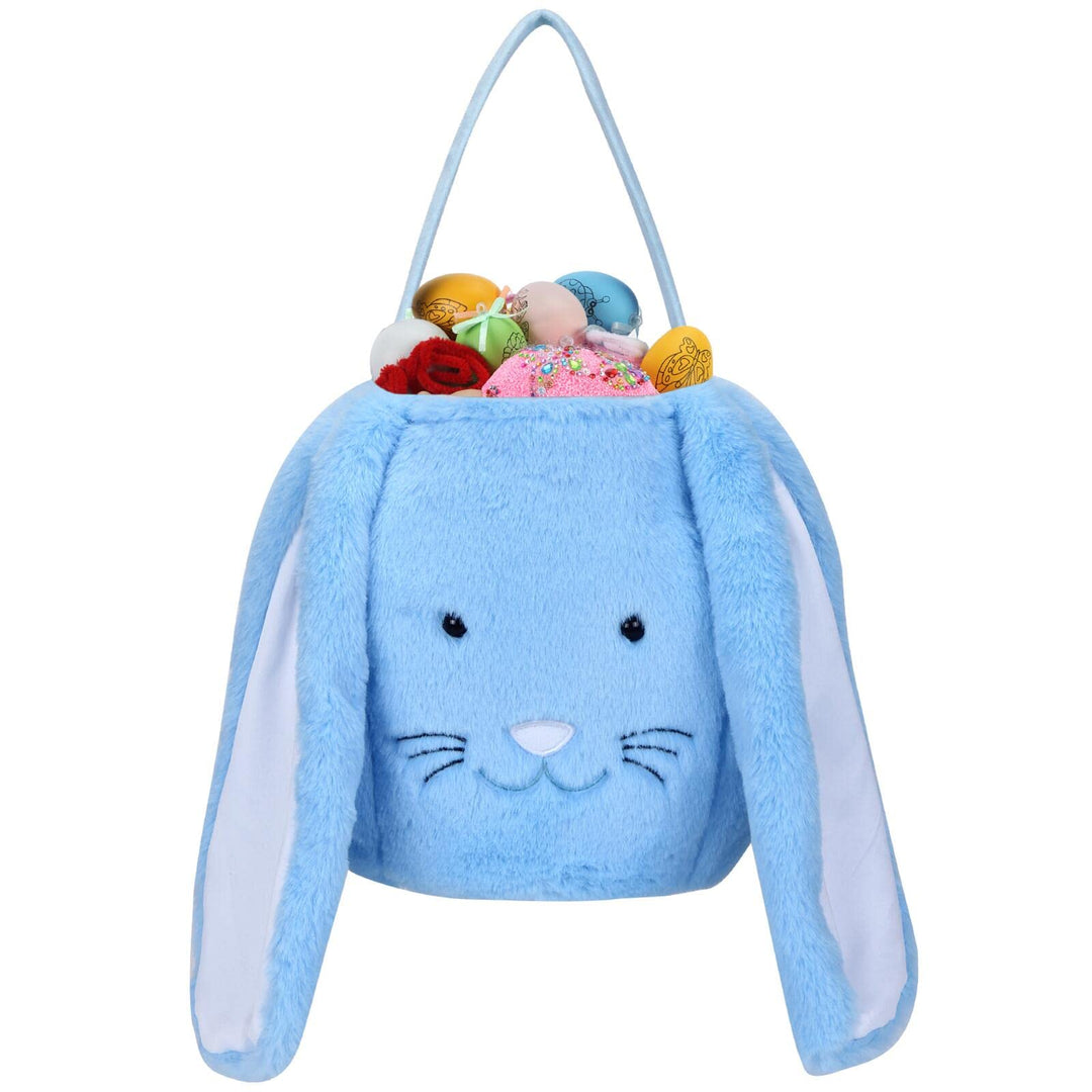 Plush Easter Bunny Basket for Kids Boys Girls Easter Buckets with Long Plush Ear Personalized Egg Hunting Easter Bags,Bunny Kids Easter Tote Bags for Easter Decorations Candy…, Purple