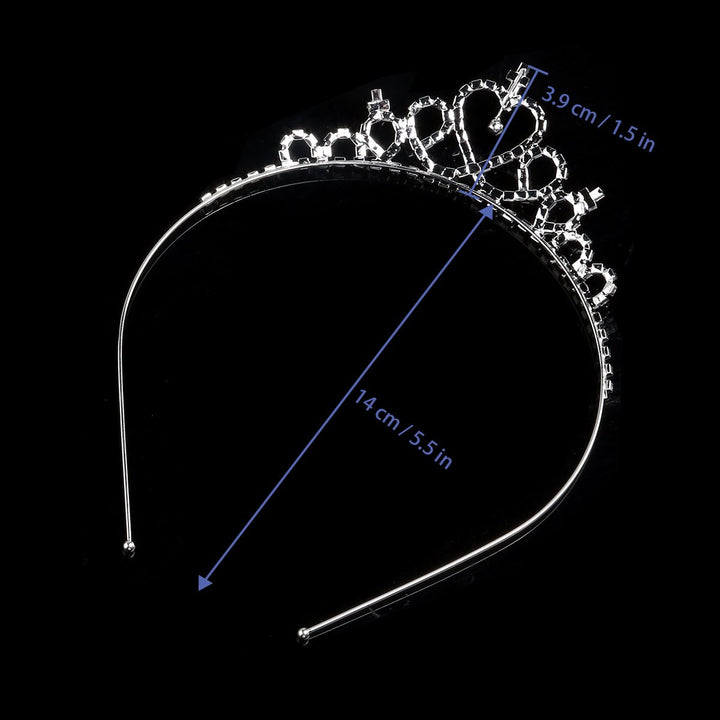 Tinsky Delicate Wedding Party Children Flower Girl Crystal Rhinestones Heart Shaped Crown Headband Tiara (Silver)
