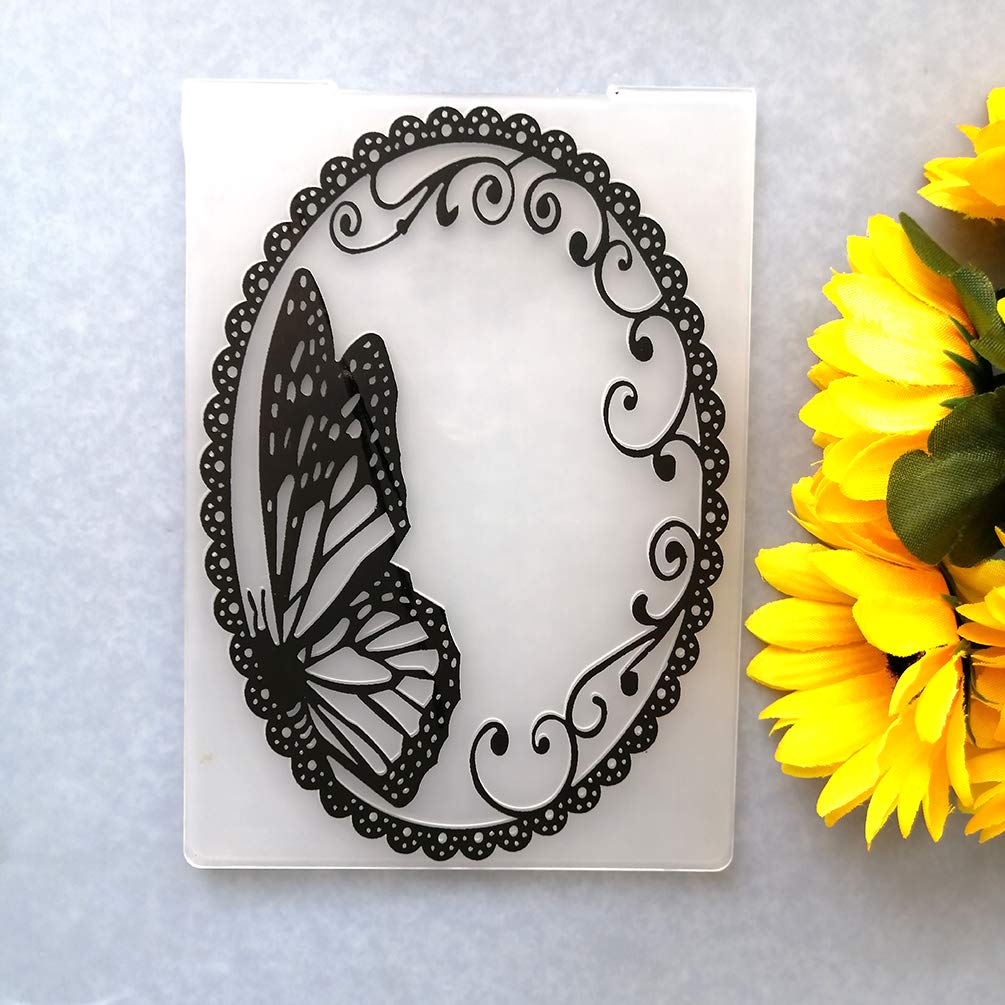 Oval Shape Butterfly Embossing Folders for Card Making and DIY Scrapbooking Craft Template Mold Making Photo Album Decor