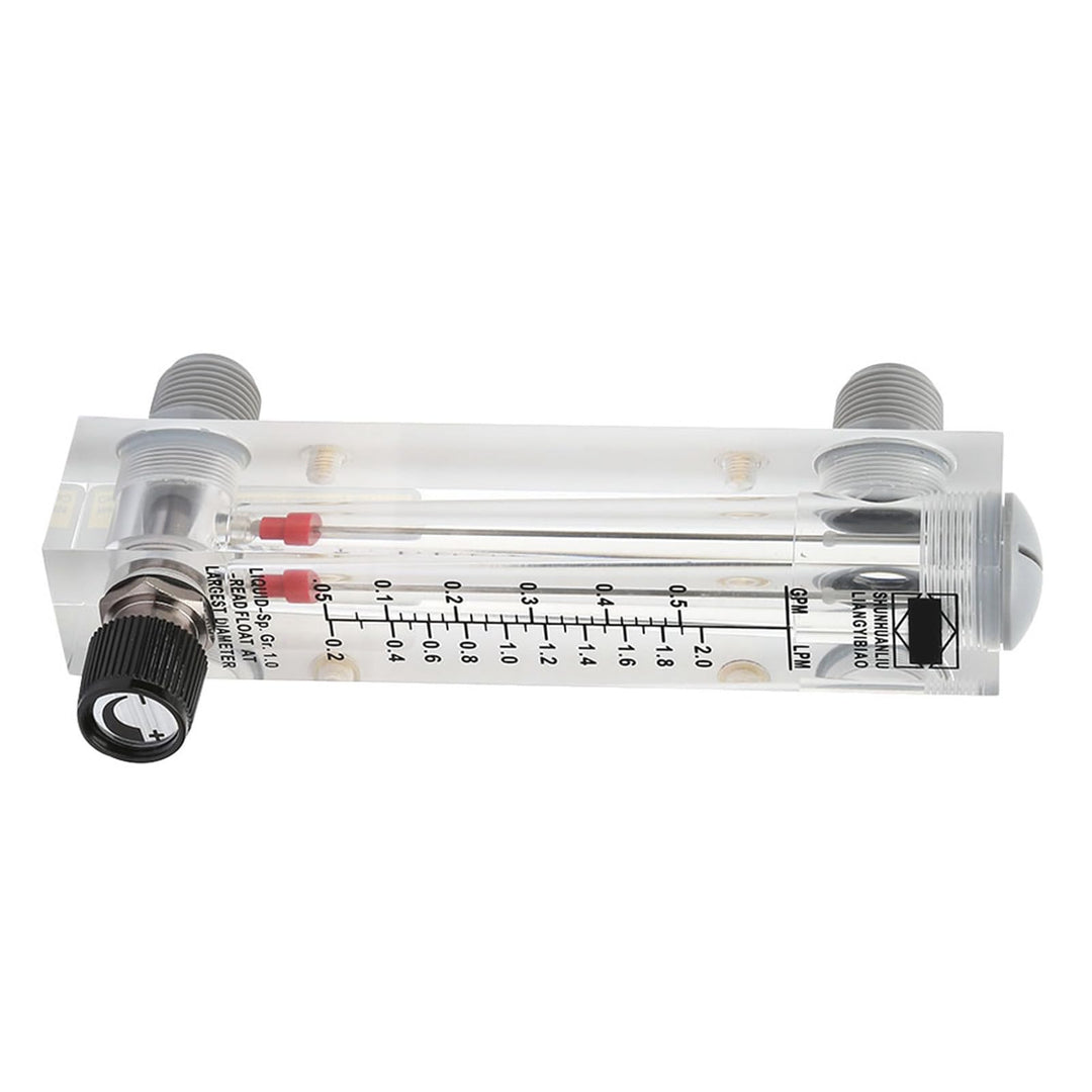 0.1-0.5GPM Water Liquid Meter Tool Flowmeter Water Liquid Inline Flowmeter Rotameter Adjustable Knob Panel Type, Female Thread 1/4 Inch Inch BSPT