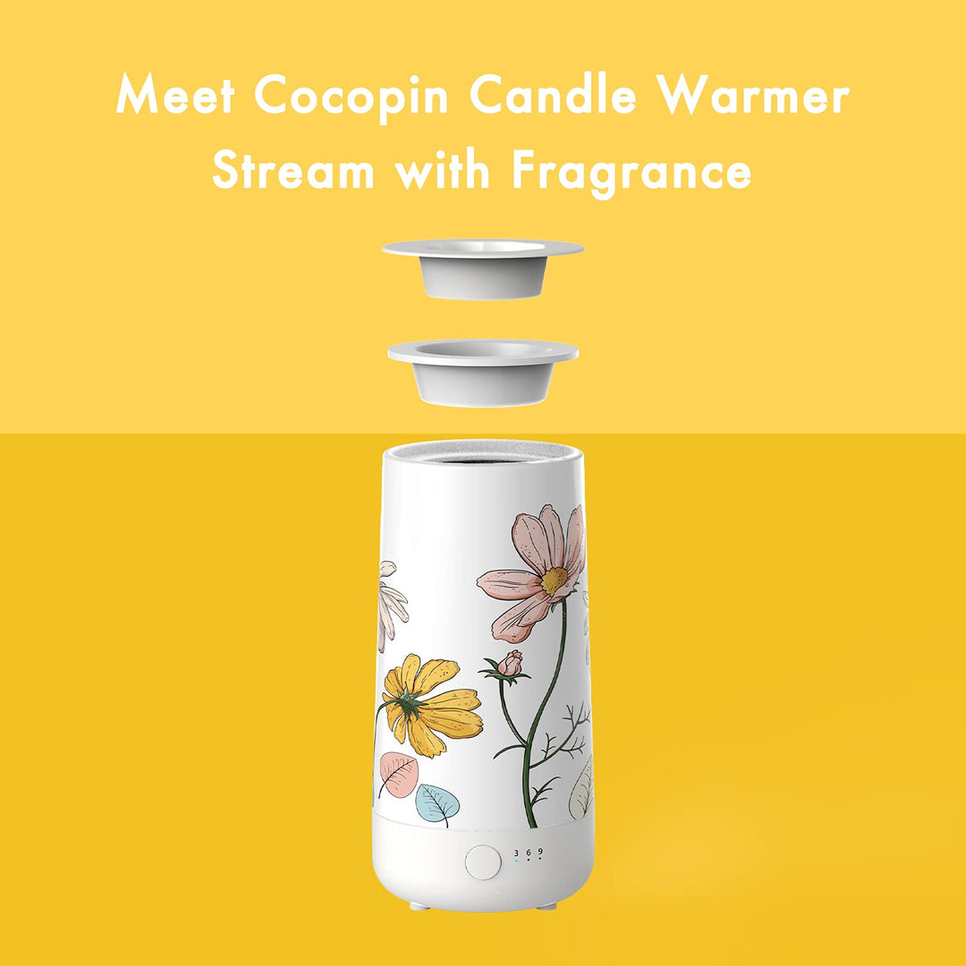 Ceramic Wax Melt Warmer, Electric Wax Melter and Scent Diffuser with Silicone Tray and Automatic Timer, 100% Safe, No Flame, Wick or Soot, Decorative Modern Design (Never-Fading Flower)