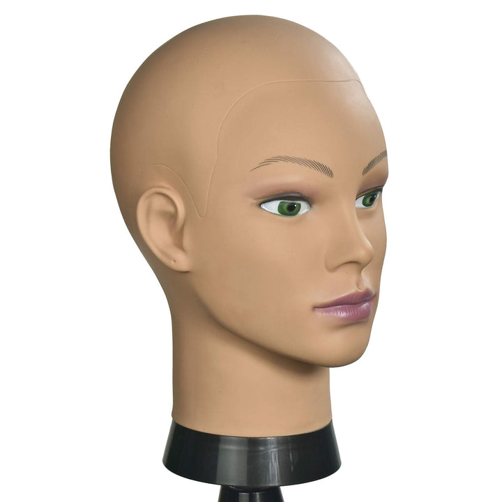 Afro Cosmetology Mannequin Head Bald Manikin head for Wigs Making Wig Display Hat Display Glasses Display with Free Clamp