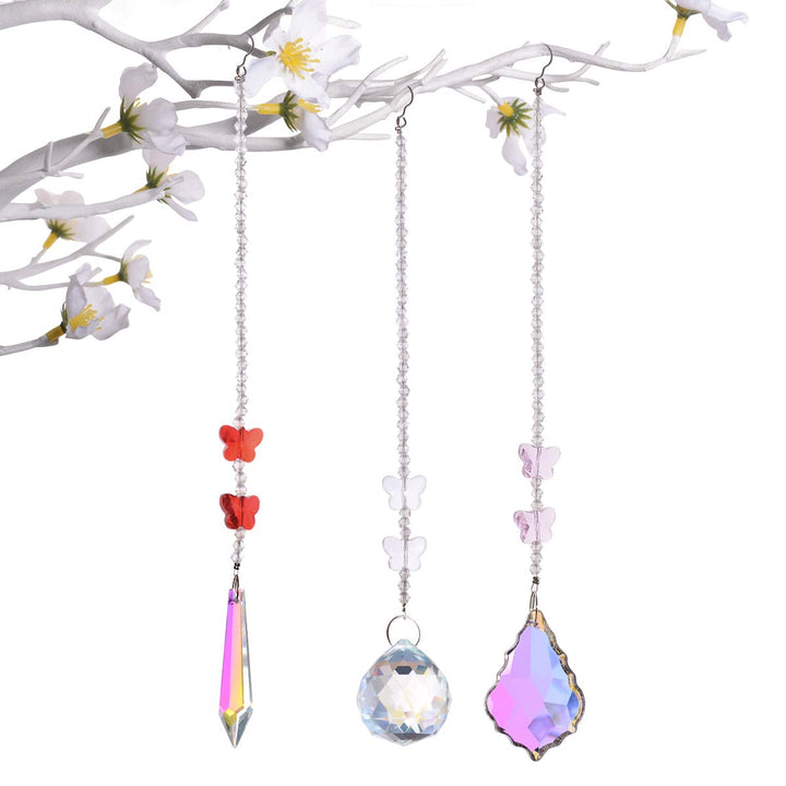 100pcs Crystal Butterfly Beads - 14mm Multicolor Glass Beads for Jewelry Making Chandelier Parts