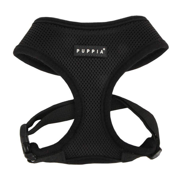 Soft Dog Harness No Choke Over-The-Head Triple Layered Breathable Mesh Adjustable Chest Belt and Quick-Release Buckle, Black, Large