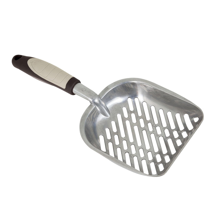 Metal Cat/Kitty Litter Scoop, Deep Shovel, Premium Non-Stick Large Scooper with Non-Slip Handle & Curved Design for Maximum Coverage