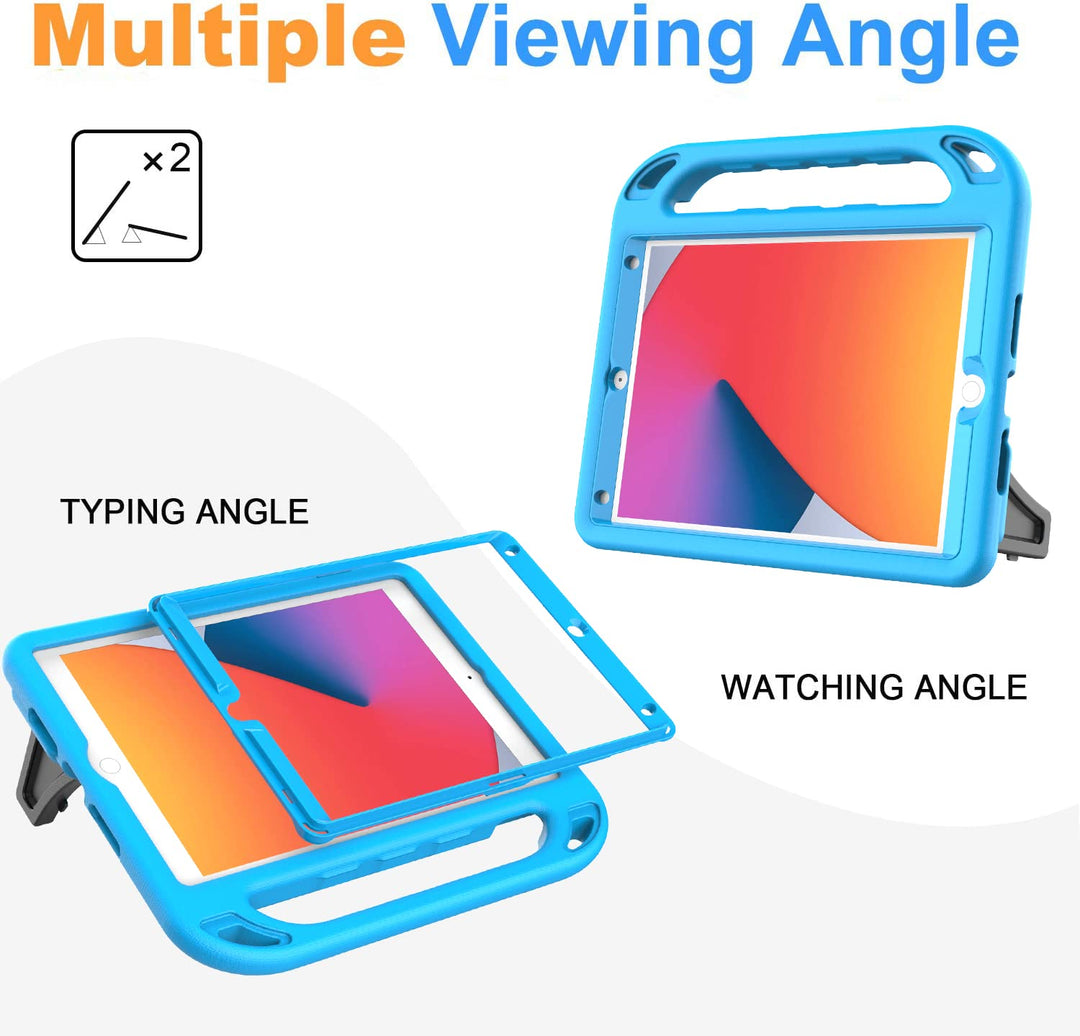 Kids Case for New iPad 10.2 2021/2020/2019 - iPad 9th/8th/7th Generation Case for Kids, with Built-in Screen Protector, Shockproof Handle Stand Kids Case for iPad 10.2 (9th/8th/7th Gen) - Blue