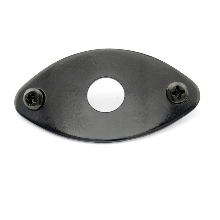 Pro Steel Curved Oval Guitar Jack Plate Football Style Output Input Jackplate for Electric Guitar Bass, Black