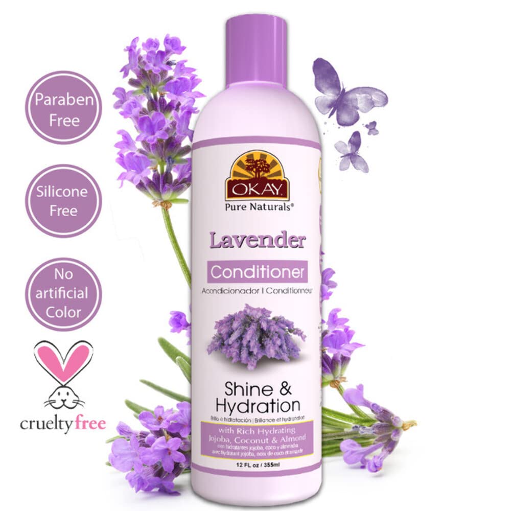 Lavender Shine&Hydration Conditioner Helps Replenish,Nourish and Hydrate Hair Sulfate,Silicone,Paraben Free For All Hair Types and Textures Made in USA 12oz (OKAY-LAVC12)