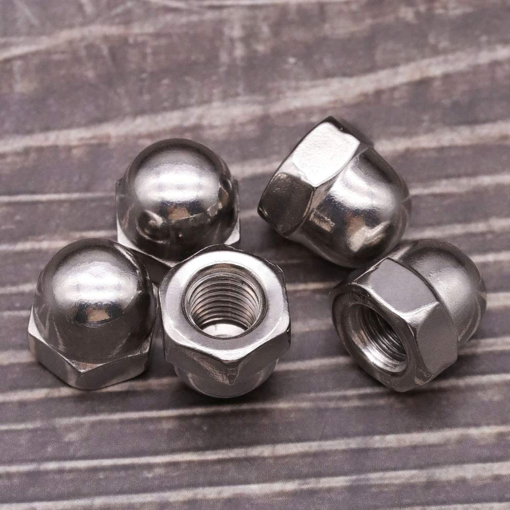 M6-1.0 Acorn Hex Cap Nuts Metric Dome Head Nuts, 304 Stainless Steel 18-8, Plain Finish, Pack of 50