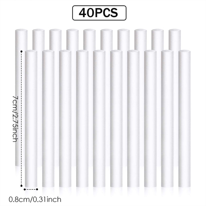 40 Pieces Humidifier Filter Cotton Refill Travel Mini Humidifier Filters Sticks Car Humidifier Replacement Parts for Portable Personal USB Powered Smart Humidifiers in Office Bedroom (5.3 Inch)