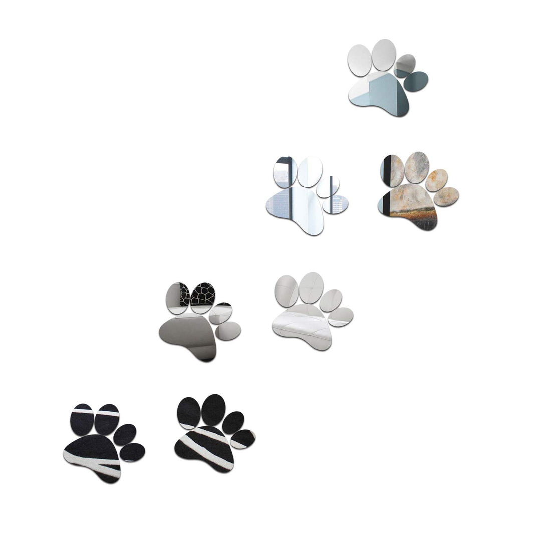 DIY Dog Footprin Prints Mirror Wall Sticker Children Room Decoration (Silver3)
