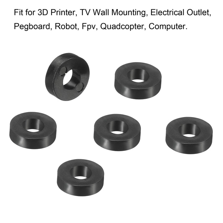 Round Spacer Washer, 200 Pack Nylon 3.2mm ID x 7mm OD x 2mm L for M3 Screws Block 3D Printer TV Wall Mounting Electrical Outlet, Black