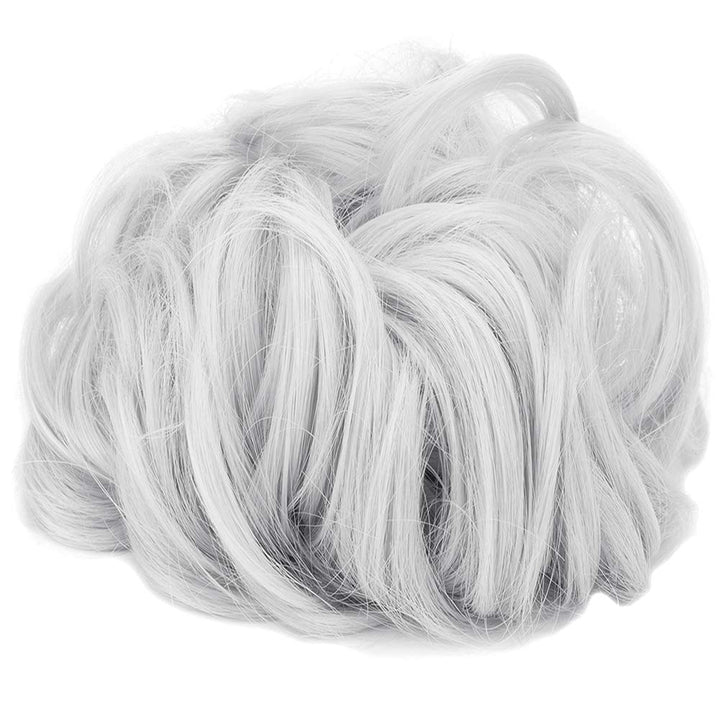Hair Bun Extensions Wavy Curly Messy Donut Chignons Hair Piece Wig Hairpiece Silver Grey