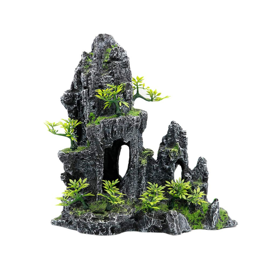 Aquarium Mountain View Stone Large: Ornament Tree Rock Cave Fish Tank Decoration Fish Hiding Cave, Fish Tank Decorations Betta Fish Tank Decor Housewarming