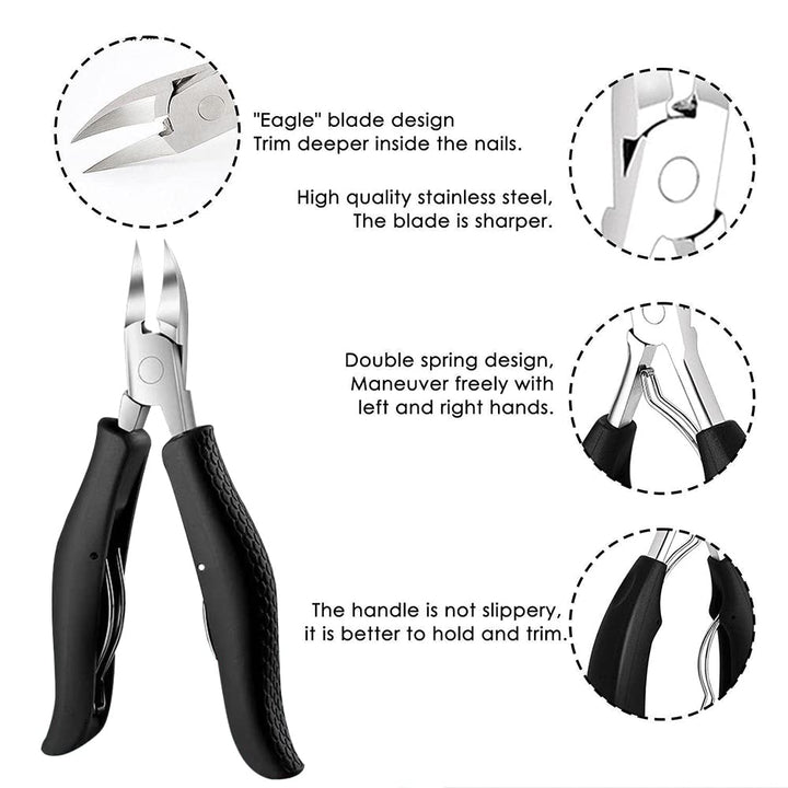 Luxurious Toe Nail Clippers Professional 9 Pcs Podiatrist Toe Nail Cutters for Thick & Ingrown Toe Nail Clippers for Men & Women Podiatrist Toe Nail Set(Premium, Large Size,Black)