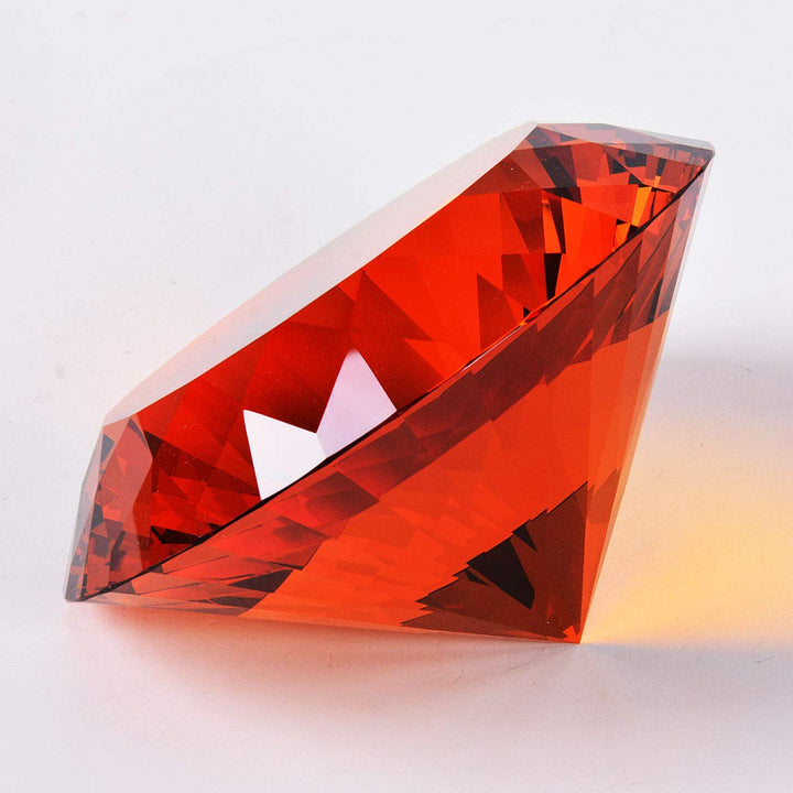 Amber Crystal Glass Diamond Shaped Decoration 80mm Jewel Paperweight,Gift Decoration Idea For Christmas, Thanksgiving