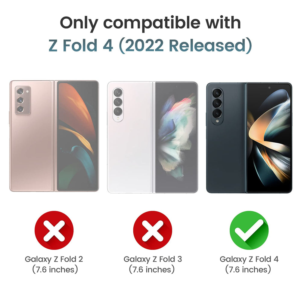 Kickstand Case for Galaxy Z Fold 4, Hinge Protection, Full Body & Built-in Screen Protector, PU Leather Stand Case for Samsung Galaxy Z Fold 4 5G, Carbon Fiber