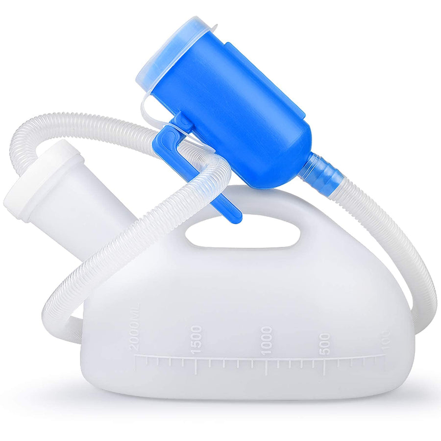 Urinals for Men, 2000ml Urine Bottle for Men, Male Portable Pee Bottle, Spill Proof Men's Potty Portable Urinal, 45.2 Long Tube with Lid for Camping Car Travel Bed Emergency Urination Device
