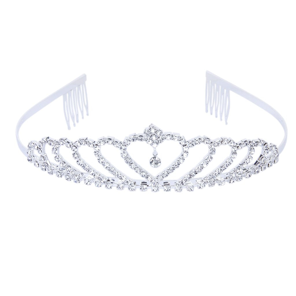Princess Crown Headband Rhinestones Hair Clip Tiara Wedding Bride Pin