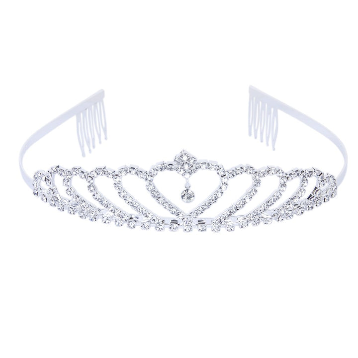 Princess Crown Headband Rhinestones Hair Clip Tiara Wedding Bride Pin