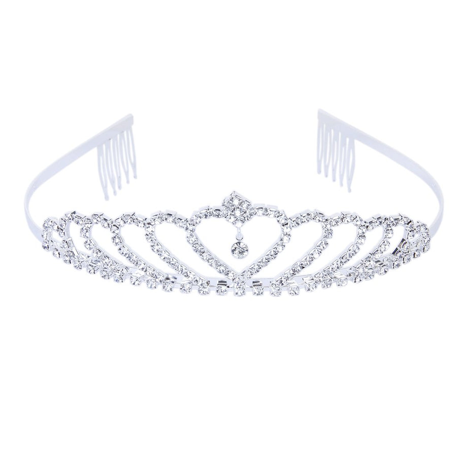 Princess Crown Headband Rhinestones Hair Clip Tiara Wedding Bride Pin