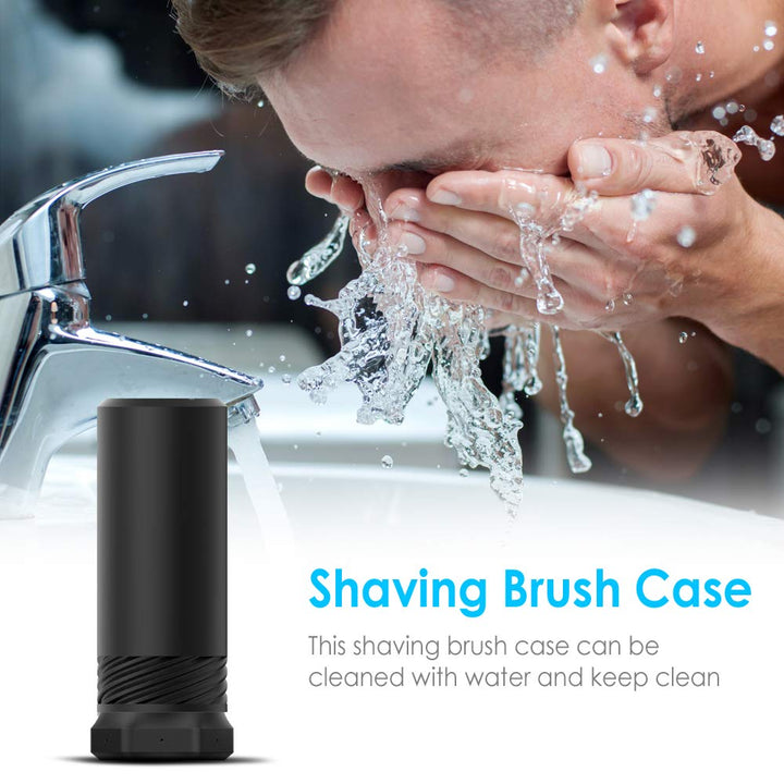 Shaving Brush Travel Case, Shave Brush Holder Stand with Adjustable Height Compatible Most of Shaving Brushes (Brush not Included) (Black)