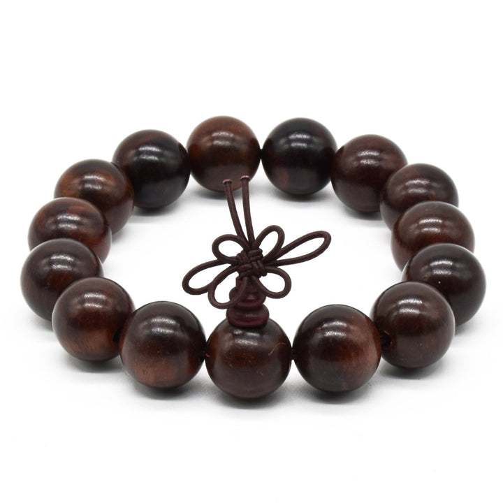 Birsppy Unisex Natural Rosewood Prayer Wooden Beads Fashion Necklace Bracelet Mala Hand on (15mm*15)