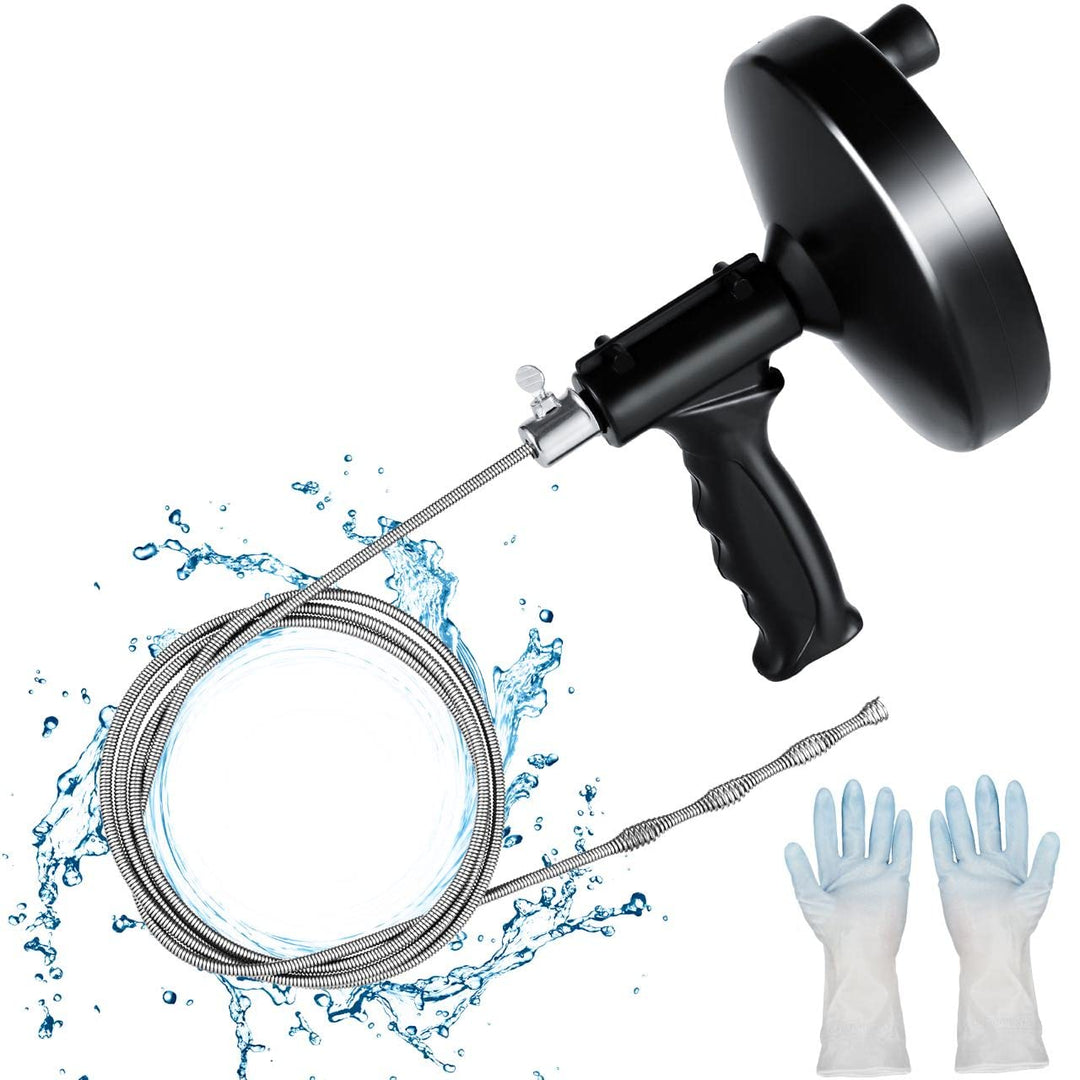 25 Feet Plumbing Snake Drain Auger, Heavy Duty Pipe Clog Remover with Gloves, for Bathroom, Kitchen and Toilet Snake Drain Cleaner