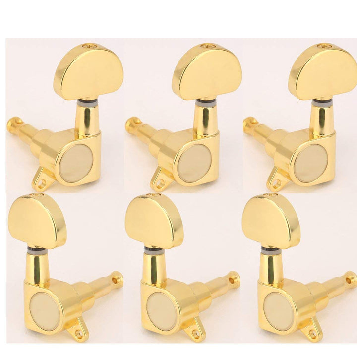 3+3 Half Moon Button Guitar Sealed Tuners Tuning Key Pegs Machine Head Set, Gold
