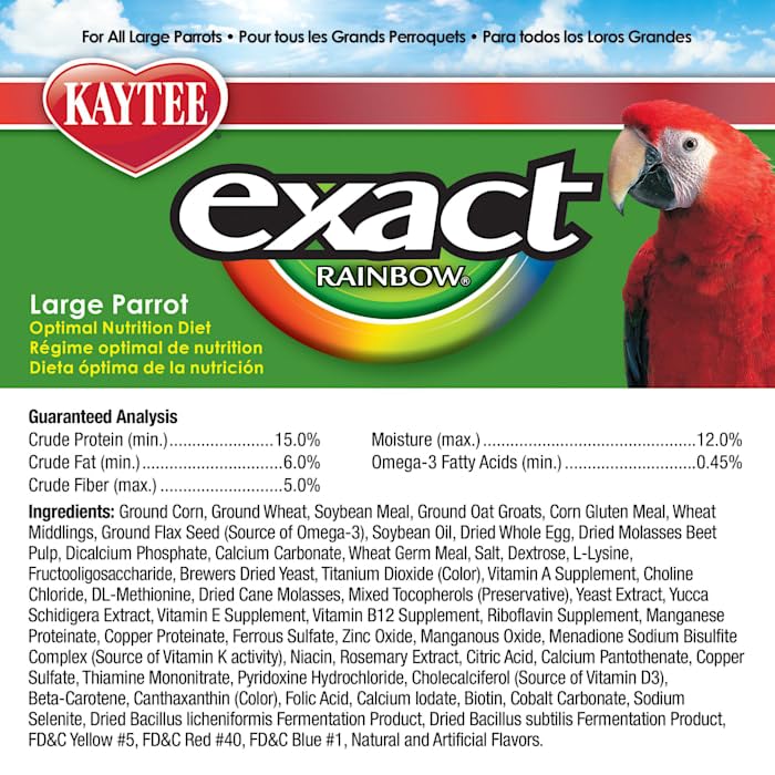 Exact Rainbow Large Pet Parrot Food, 20 Pound
