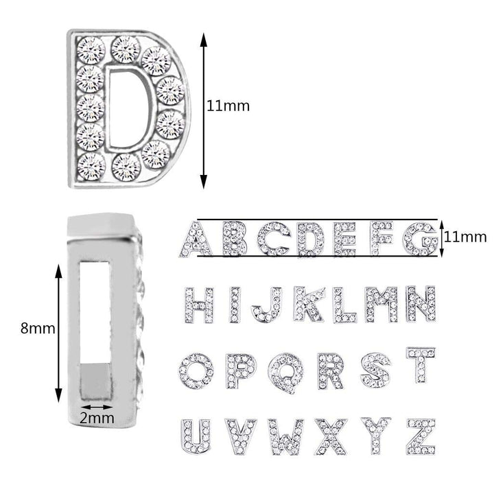 130pcs A-Z 8mm Full Rhinestones Slide Alphabet Letters for DIY Wristbands Bracelets, Jewelry Making Crafts Charms (Silver)