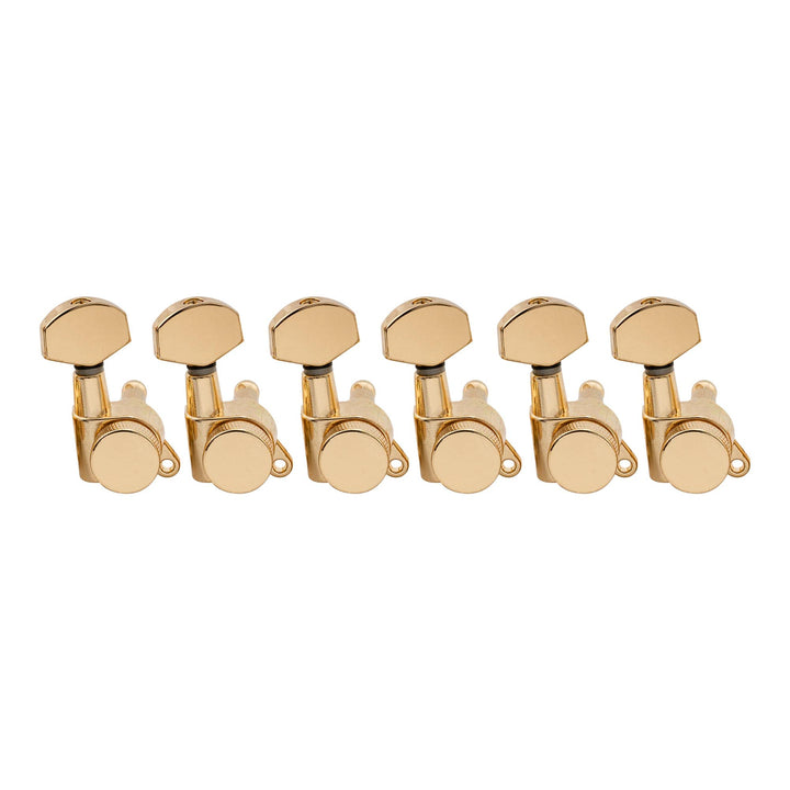 Pro 6 inline Guitar Locking Tuners String Tuning Pegs Keys Machines Heads Set for Stratocaster Telecaster Style Electric Guitar, Gold