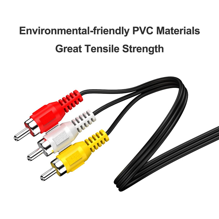 3.5 mm to RCA AV Camcorder Video Cable,3.5mm 1/8 TRRS Male to 3 RCA Male Plug Adapter Cord for TV,Smartphones,MP3, Tablets,Speakers,Home Theater - 5ft/1.5M
