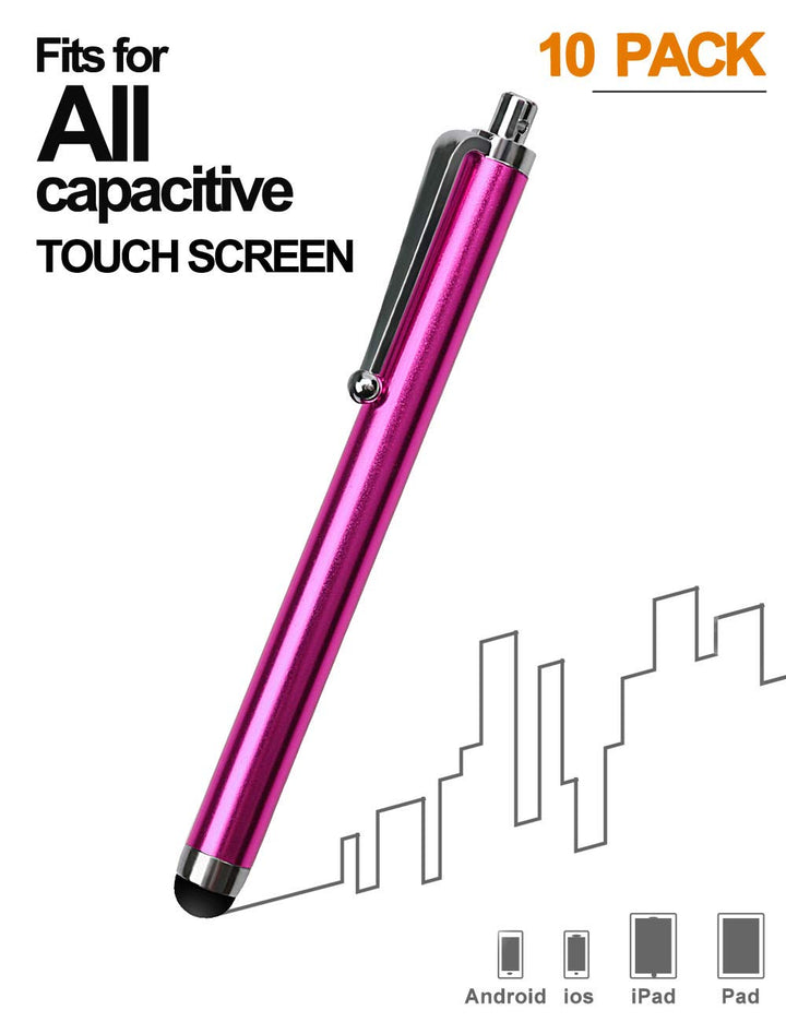 Stylus Pens for Touch Screens, Pen 10 Pack of Pink Purple Black Green Silver Universal Screen Capacitive Compatible with Kindle ipad iPhone Samsung