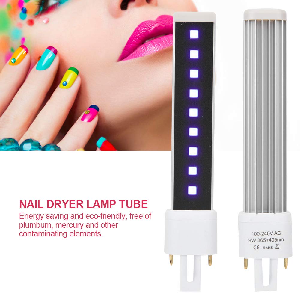 TMISHION 9W UV LED Nail Dryer Lamp Bulb, Nail Polish Gel Curing Light Tube for Manicure Nail Lamp Machine, Replacement Nail Art Gel Drying Light Tube