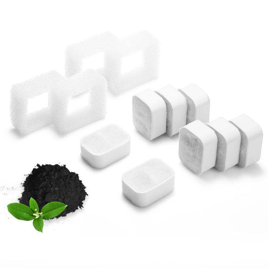 Replacement Filters for Tritone & Fiumi Ceramic Pet Water Fountain, 8PCS Carbon Filters and 4PCS Foam Filters