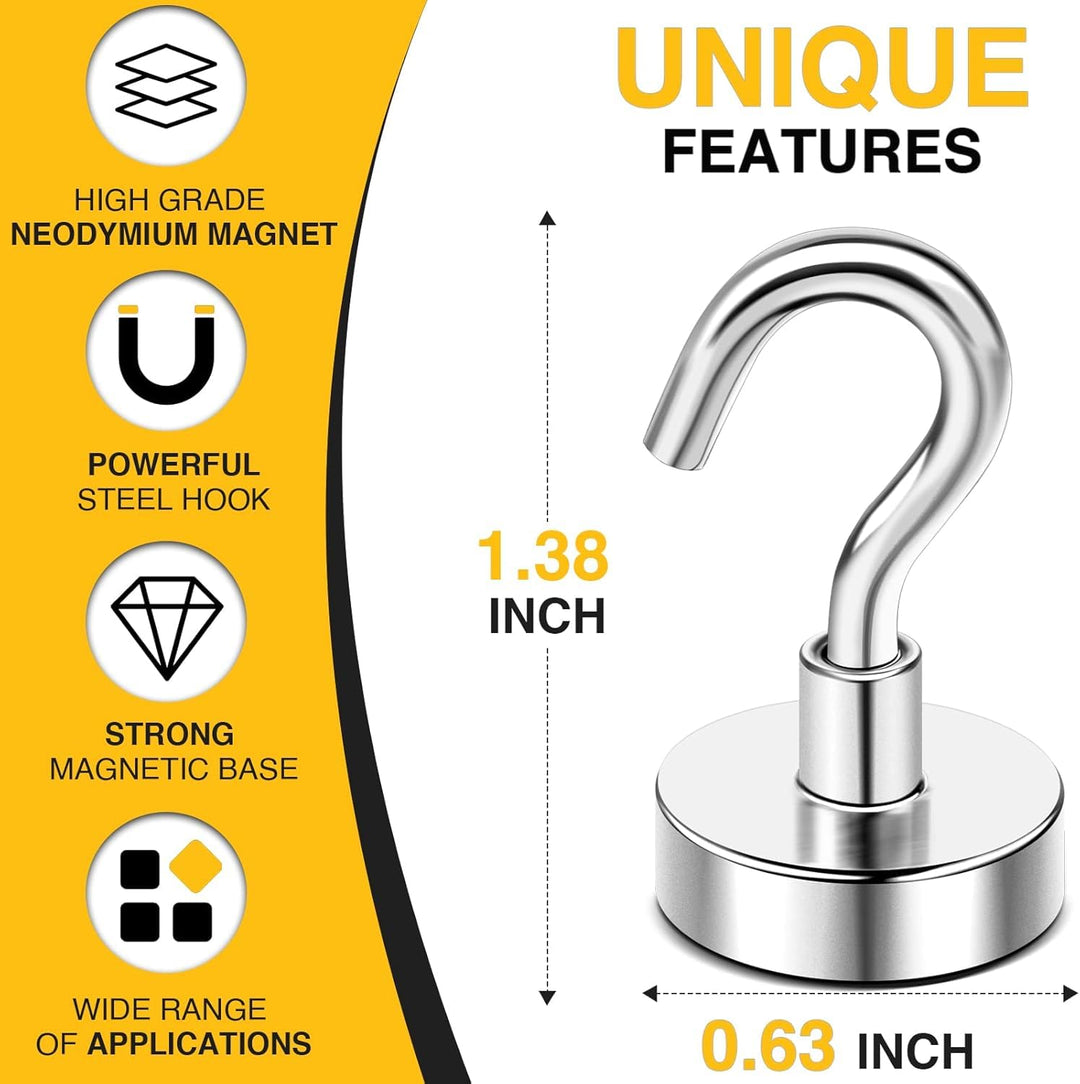 Magnetic Hooks, 30lbs+ Heavy Duty Magnetic Hooks Cruise for Hanging, Super Strong Magnet Hooks for Cruise Cabin, Refrigerator, Classroom, Magnetic Metal Hooks for Grill (Sliver, Pack of 20)