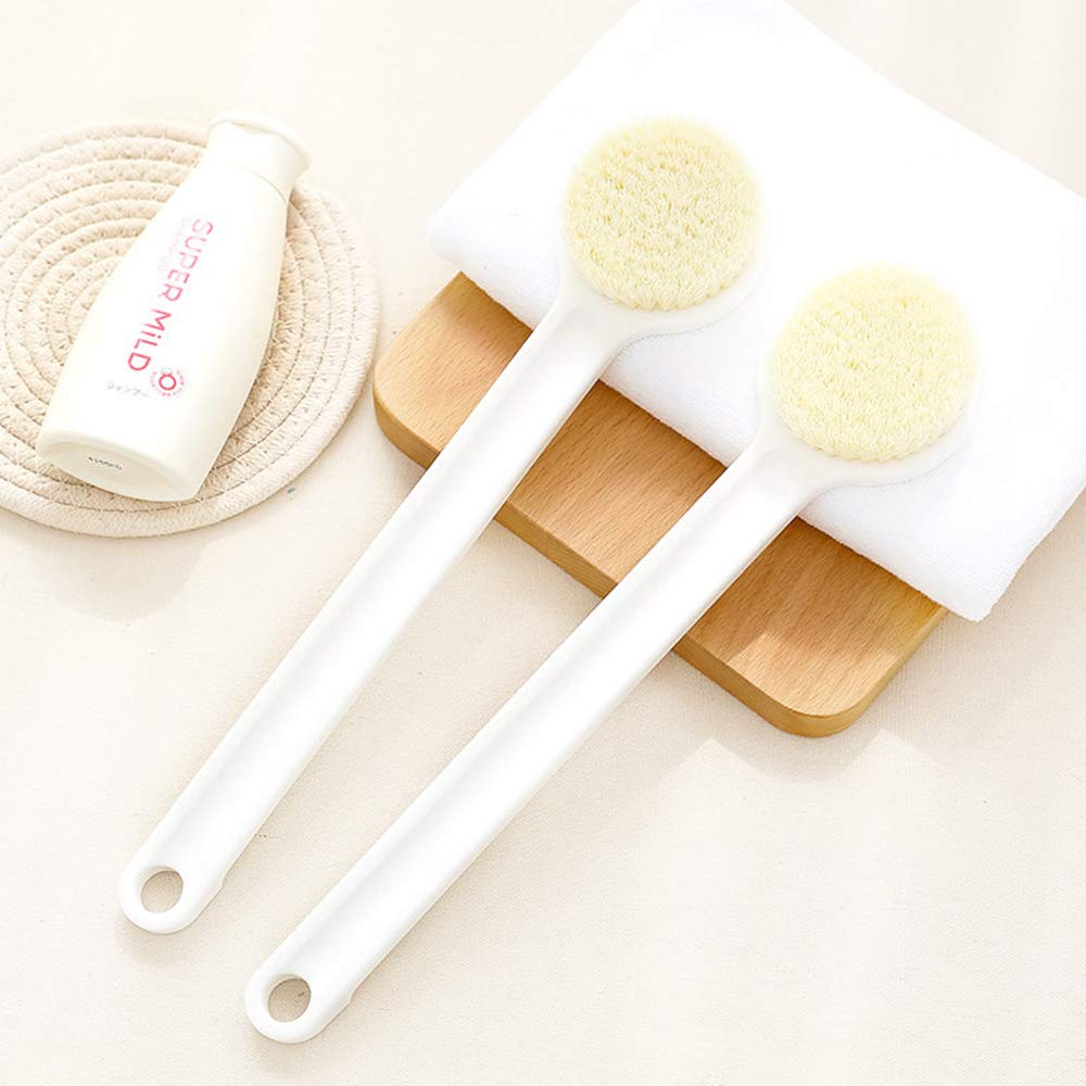 Dry and Bath Body Brush (white),with Long Handle, Exfoliating, Stimulate Blood Circulation, Improve Lymphatic System, Accelerate Metabolism