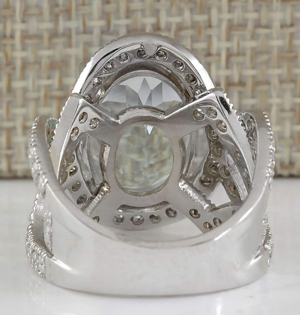 Duan Gorgeous 925 Silver 6.72CT Aquamarine Ring Wedding Engagement Jewelry Size 6-10 (US Code 8)