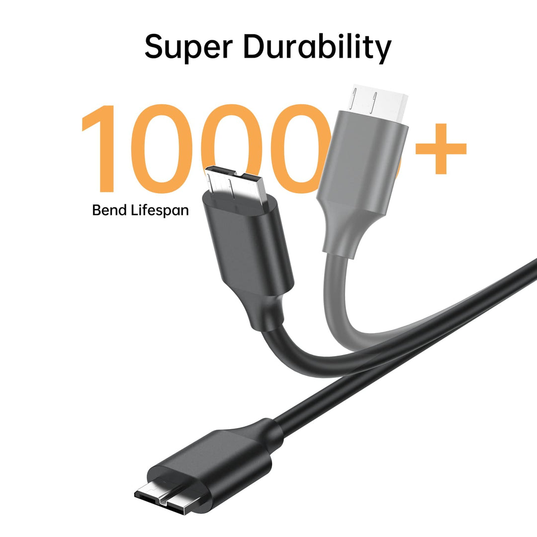 Micro USB 3.0 to USB C Cable 1 FT 10Gbps, USB 3.1 Type C to Micro B Hard Drive Cable, Micro B to USB C Compatible with Seagate, LaCie, Toshiba, Samsung, WD External Hard Drive