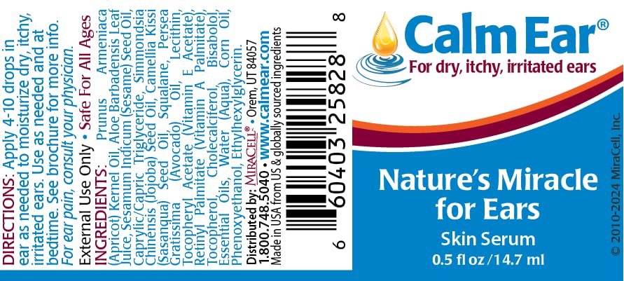 Calm Ear, Ear Drops for Itchy Ears, Clogged Ears, Irritated Ears, Dry Ears. All Natural Ear Oil for, Babies, Kids, Adults, Cats and Dogs. 0.5oz
