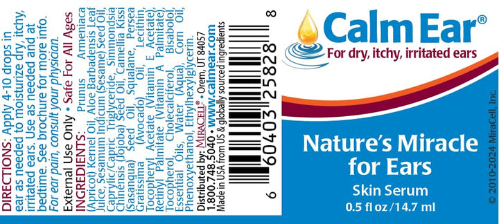 Calm Ear, Ear Drops for Itchy Ears, Clogged Ears, Irritated Ears, Dry Ears. All Natural Ear Oil for, Babies, Kids, Adults, Cats and Dogs. 0.5oz