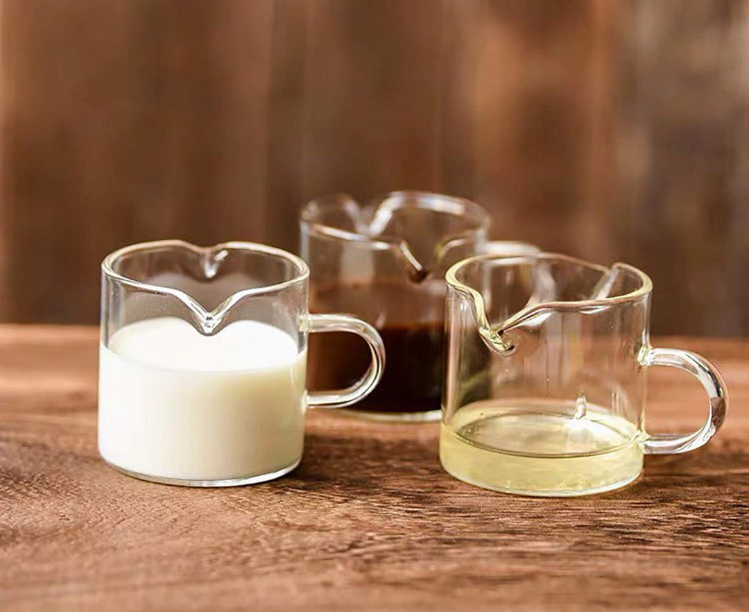 Shot Glasses Espresso Parts Double Spouts Milk Cup Clear Glass (Clear Glass-2Pack)