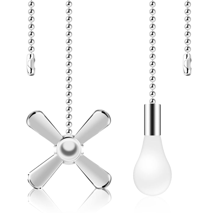 Ceiling Fan Pull Chains With Decorative, 2 Pieces Of Silver Ceiling Fan Chain Extenders 13.6 Inches Fit All Standard Ceiling Fans And Light Fixtures,Pull Chain Extension With Connector.