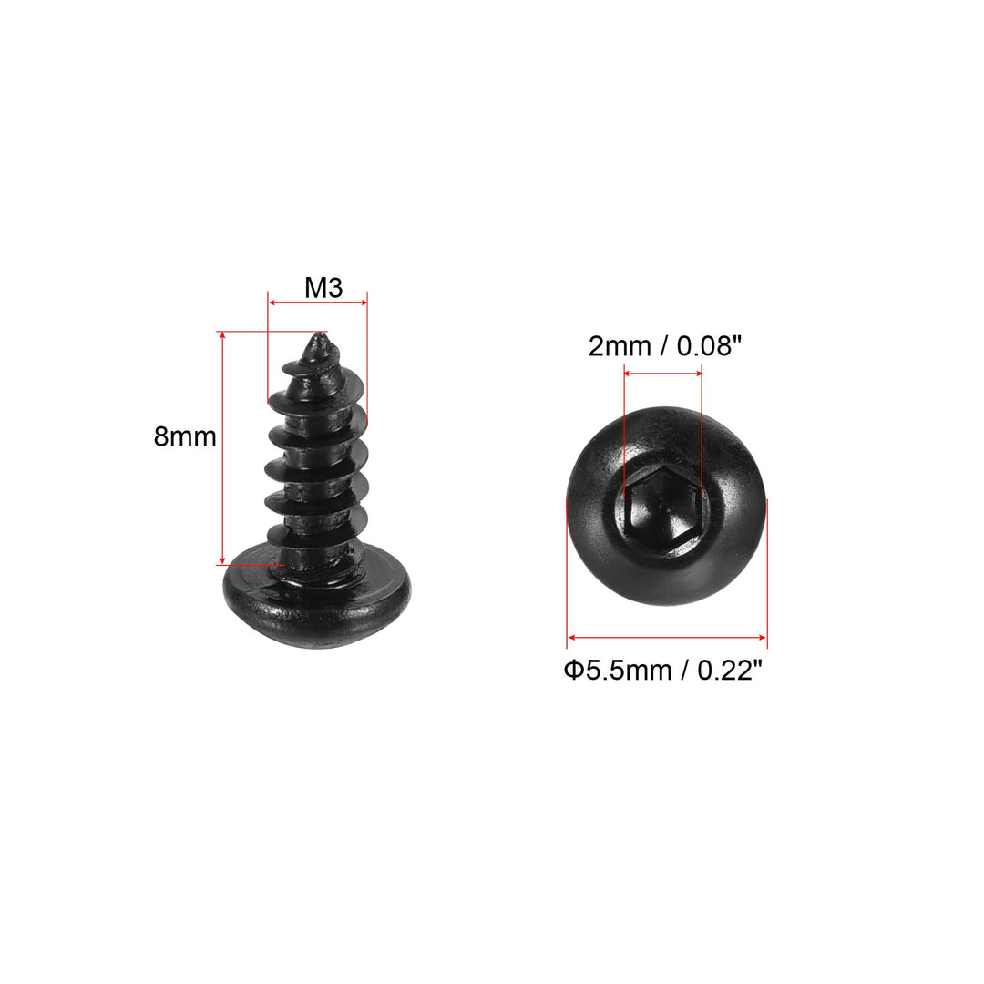 Hex Socket Self Tapping Screws, M3 x 8mm Carbon Steel Wood Screw 400pcs