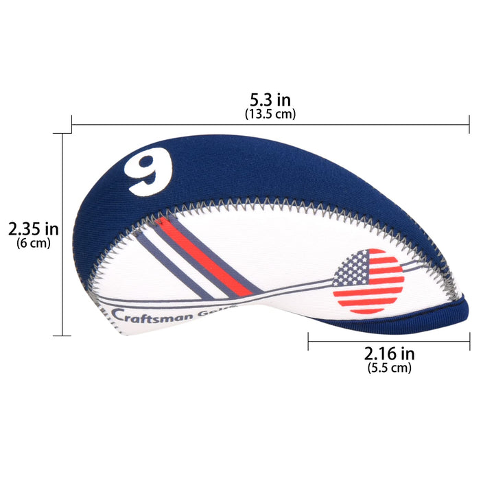 White & Blue US Flag Neoprene Golf Club Head Cover Wedge Iron Protective Headcover for Callaway, Ping, Taylormade, Cobra, Etc.
