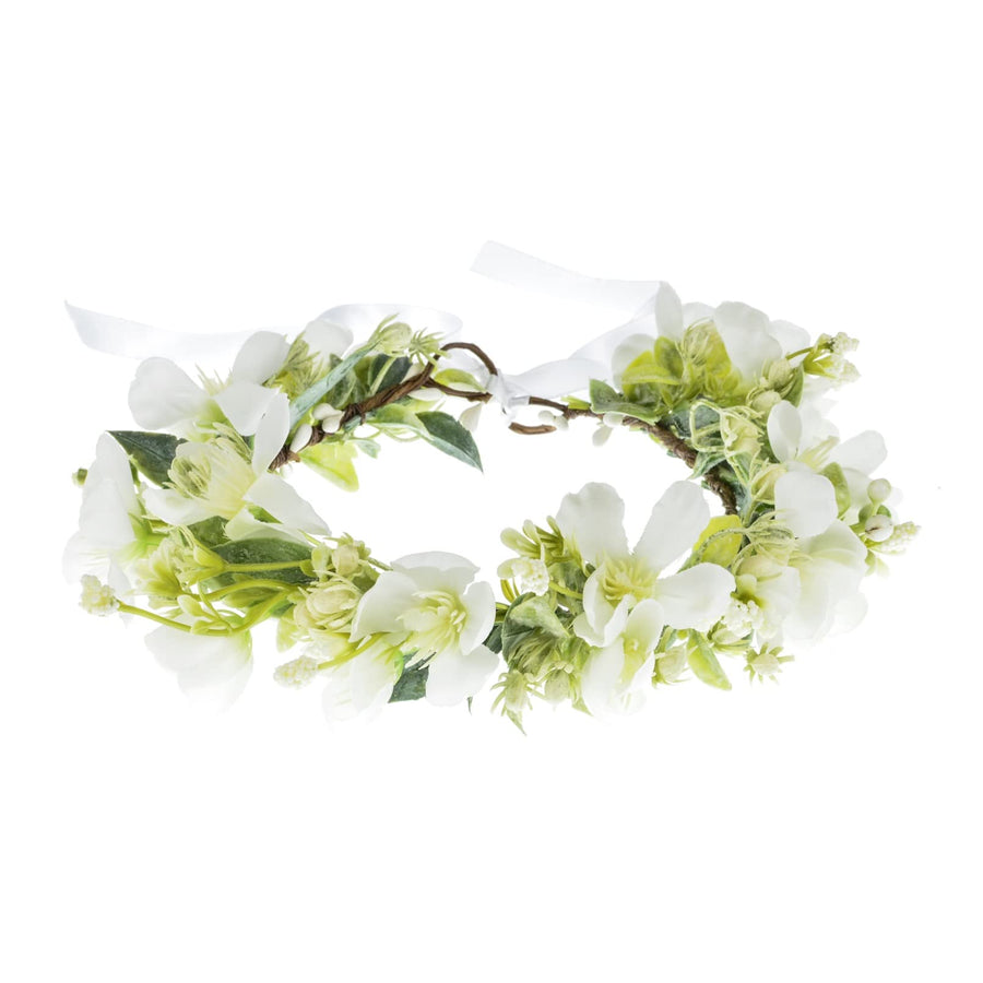 Women Girls Rose Floral Crown Wreath Wedding Flower Headband Headpiece (Pink and White)
