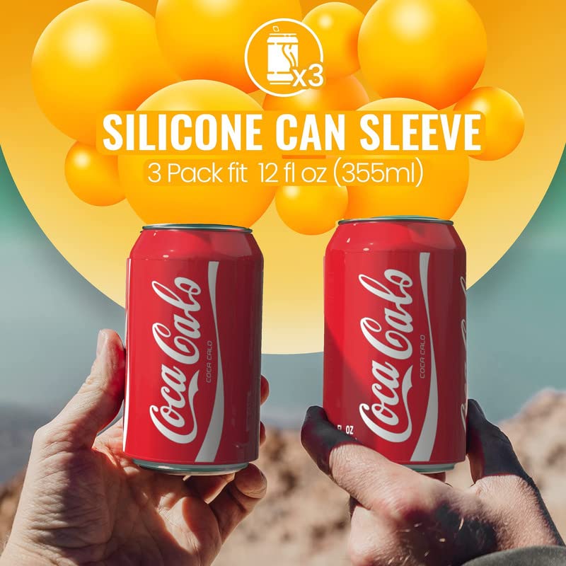 Silicone Can Sleeve / Cover, Hides Can by Disguising it as a Can of Soda, Red, 3 Pack
