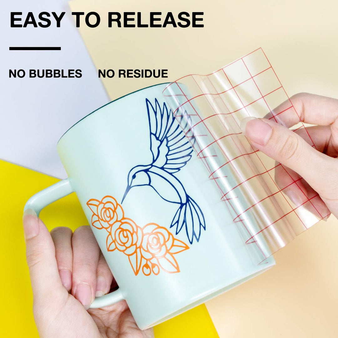 Transfer Tape for Vinyl- 5.5 x 50 FT w/Red Alignment Grid for Adhesive Vinyl, Silhouette Cameo Transfer Paper for Vinyl for Decals,Signs, Windows, Stickers
