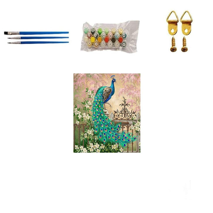 DIY Paint by Numbers Kit for Adults Kids Beginner Peacock DIY Canvas Painting by Numbers Painting Acrylic Painting for Home Decoration Paint by Number Peacock 16x20 Inch
